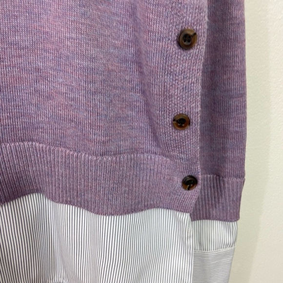 NWOT Foil Sweater Wool Blend Purple Layered Shirt S Oversized Old Money Preppy - Picture 4 of 11
